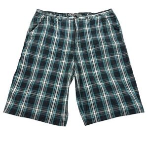 Southpole Shorts Mens Size 40 Blue Plaid Flat Front Casual Cotton Y2K‎